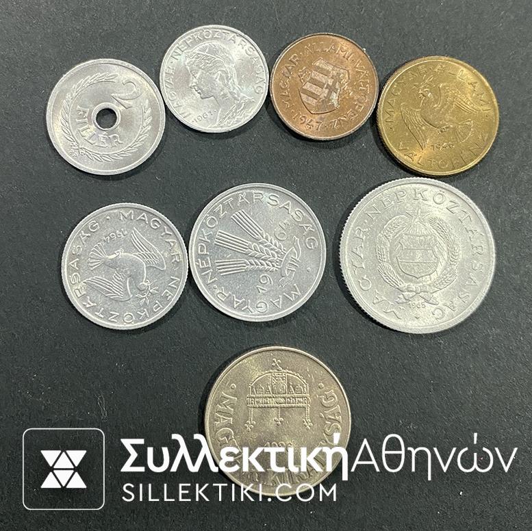 HUNGARY 8 Different AU/UNC Coins
